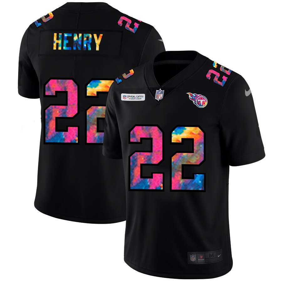 NFL Tennessee Titans #22 Derrick Henry Men Nike MultiColor Black 2020 Crucial Catch Vapor Untouchable Limited Jersey